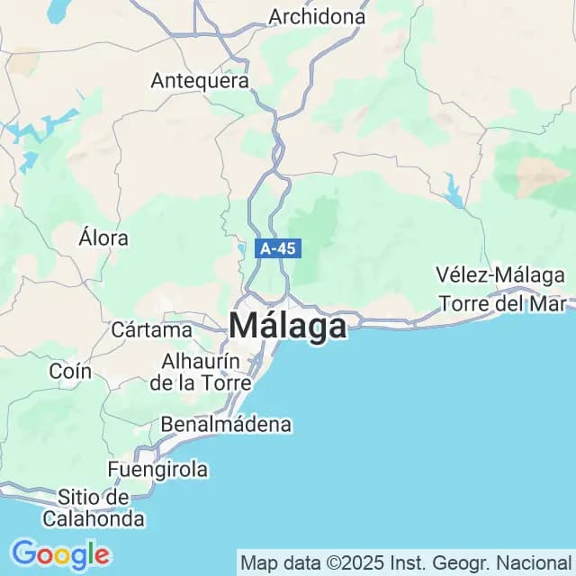 Mapa de la zona de trabajo de GM Microcemento en Málaga y la Costa del Sol
